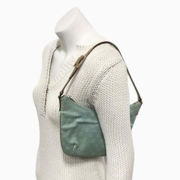 xx SOLDXXSOLD  COA Gucci  GG Canvas Hobo Pouchette Blue with Gold Metallic - Picture 9 of 10